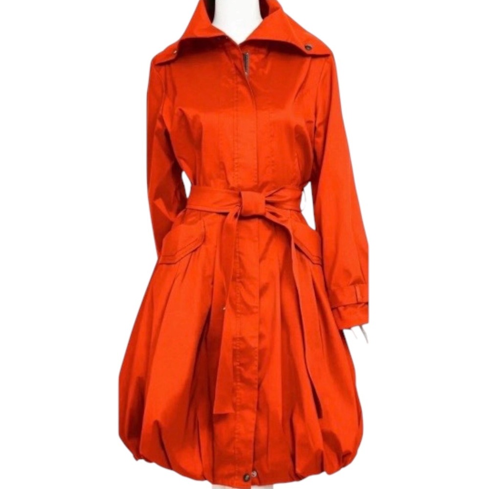 CCC Orange Red Bubble Trench Coat Dress Size M Excellent Condition